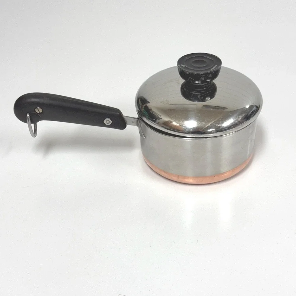 Vintage Revere Ware Copper Bottom Pot 1 Pint double ring pre 1968